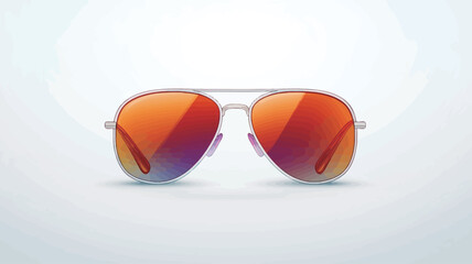 A close-up studio shot of a pair of aviator sunglasses against a bright, seamless white background. The sunglasses feature a metallic silver frame and gradient lenses transitioning from a vibrant.