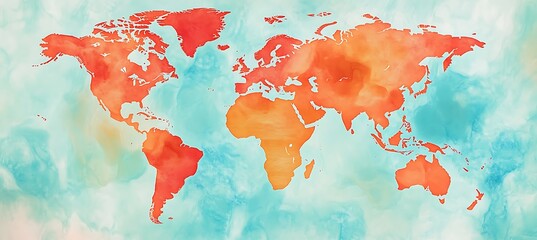 World Map Showing Global Regions Turning Red Due To Intensifying Heat Waves And Escalating Climate Change Impacts