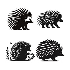 Hedgehog Silhouette Vector | Cute Spiky Animal Illustration | Black and White Hedgehog Art | Wildlife Clipart