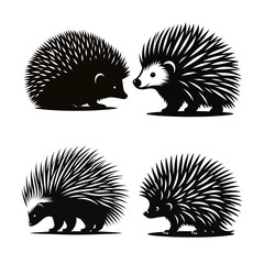 Hedgehog Silhouette Vector | Cute Spiky Animal Illustration | Black and White Hedgehog Art | Wildlife Clipart