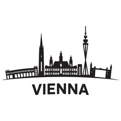 Fototapeta premium Vector Vienna skyline. Travel Wien famous landmarks. Business and tourism concept for presentation, banner, web site. Vector black silhouette. with white background