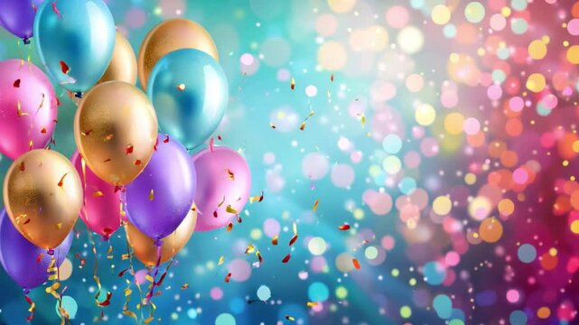 Festive happy birthday colorful balloons background animated AI generated	
