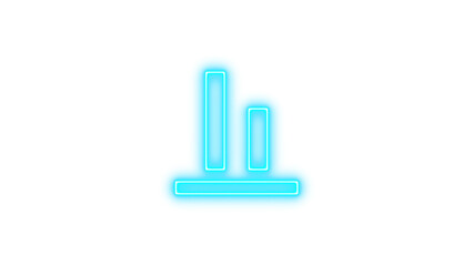 Glowing Neon Bar Chart Icon, Neon align vertical bottom icon glow with transparent background