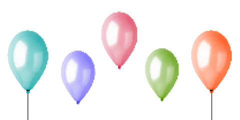 3d Realistic Colorful Balloon Set. Holiday illustration of flying glossy balloon set. Vector Illustration