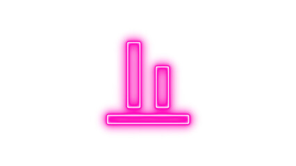 Glowing Neon Bar Chart Icon, Neon align vertical bottom icon glow with transparent background