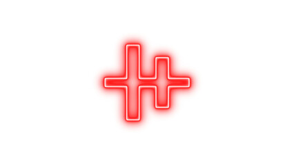 Glowing Neon Plus Symbols, Neon align vertical center icon glow with transparent background