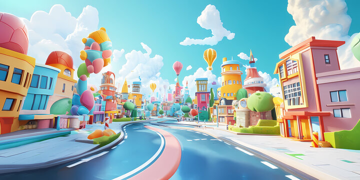 Colorful Cartoon Cityscape