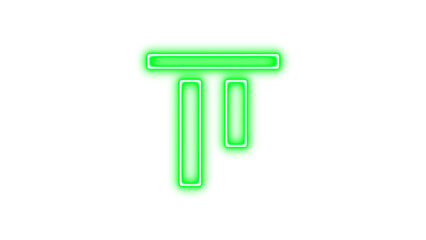 Glowing Neon Letter P with Dripping Effect, Neon align vertical top icon glow with transparent background
