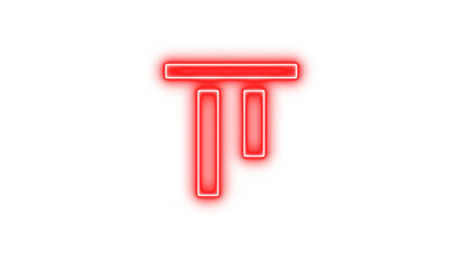 Glowing Neon Letter P with Dripping Effect, Neon align vertical top icon glow with transparent background