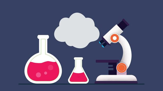 aboratory equipment graphic, chemistry flask microscope, chemical reaction, science experiment setup with colorful test tubes, scientific research symbol, educational materials focusing on chemistry