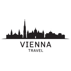 Fototapeta premium Vector Vienna skyline. Travel Wien famous landmarks. Business and tourism concept for presentation, banner, web site. Vector black silhouette. with white background