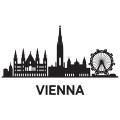 Obraz premium Vector Vienna skyline. Travel Wien famous landmarks. Business and tourism concept for presentation, banner, web site. Vector black silhouette. with white background