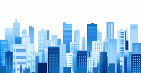 Modern City Skyline in Shades of Blue