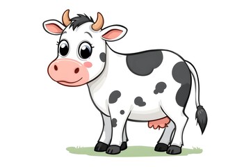Black and White Cow Cartoon Illustration for Kids