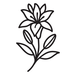 Minimal Tuberose Flower Icon – Black and White