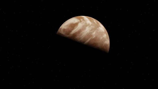 A rotating planet simulation with realistic textures, ideal for space-themed visuals, educational videos, sci-fi backgrounds, or cosmic animation content.