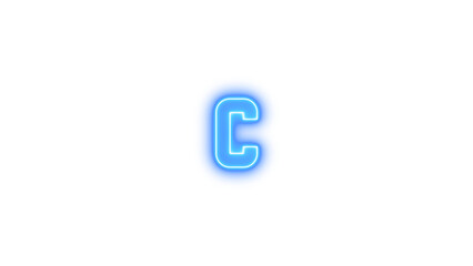 Glowing Neon Letter C Sign, Neon alpha c icon glow with transparent background