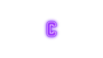 Glowing Neon Letter C Sign, Neon alpha c icon glow with transparent background