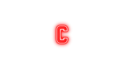 Glowing Neon Letter C Sign, Neon alpha c icon glow with transparent background