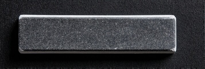 Close-up of a dark gray rectangular object against a black background.
