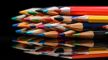 Colorful Pencils Art Supplies Close Up Macro Shot