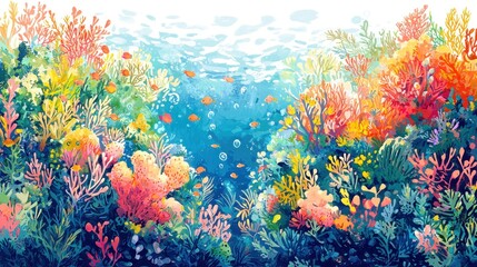 Vibrant coral reef teeming with life