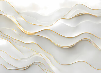 Obraz premium Abstract White and Gold Flowing Lines