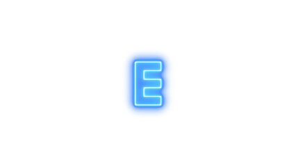 Glowing Neon Letter E, Neon alpha e icon glow with transparent background