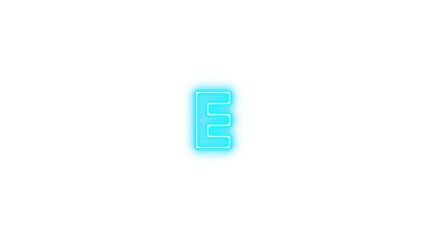 Glowing Neon Letter E, Neon alpha e icon glow with transparent background
