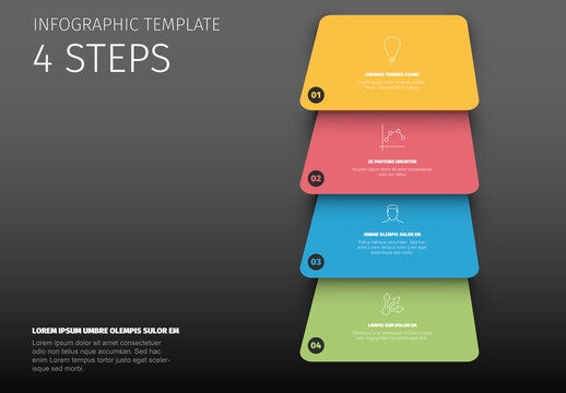 Infographic Template with 4 Colorful Vertical Steps