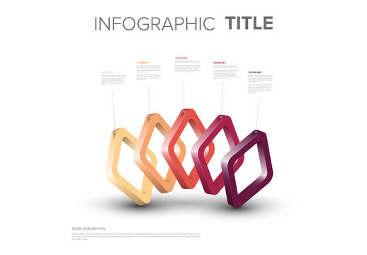 Modern Infographic Template with Hanging 3D Rhombus Chain