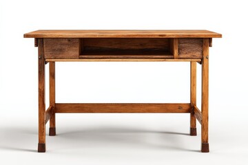 Rustic wooden desk with drawers and shelf. Perfect for a home office or study.
