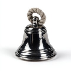 A shiny, metallic bell with a rope handle. Perfect for adding a nautical touch to your decor!