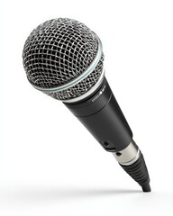Sleek black microphone on a white background.  Ready for the spotlight!