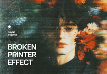 Broken Printer Effect Mockup