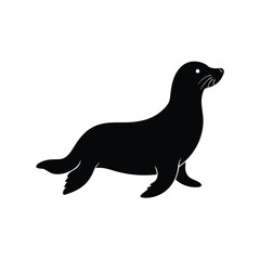 Black sea lion vector silhouette illustration of a wild mammal
