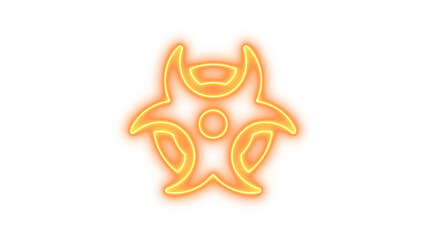 Neon Biohazard Symbol, Neon biohazard icon glow with transparent background