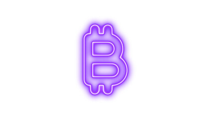 Glowing Neon Bitcoin Symbol, Neon bitcoin sign icon glow with transparent background