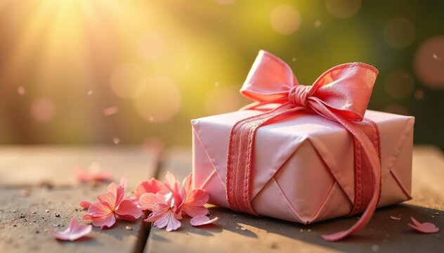 Delicate twine-tied packages bathed in warm light , festive, celebration