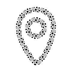 Map pin location icon made of black dots