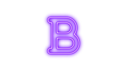 Glowing Neon Letter B Sign, Neon bold lightning icon glow with transparent background