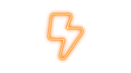 Glowing Neon Lightning Bolt Symbol, Neon bolt lightning icon glow with transparent background