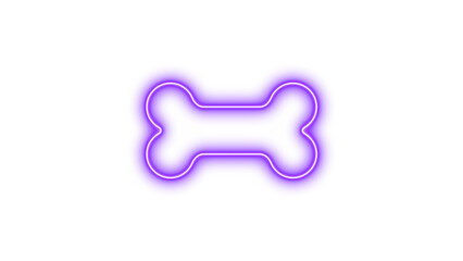 Glowing Neon Dog Bone Sign, Neon bone icon glow with transparent background