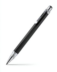 Sleek black pen poised for writing.  Perfect for notes or signing documents.