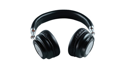 Sleek Sound: A modern black headphone captures the essence of modern audio technology.