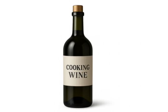 Cooking wine bottle standing on transparent background