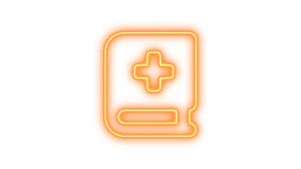 Obraz premium Neon book medical icon glow with transparent background