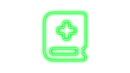 Obraz premium Neon book medical icon glow with transparent background