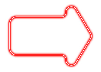 Bubble arrow. Red neon arrow, vector illustration, on transparent background, png.