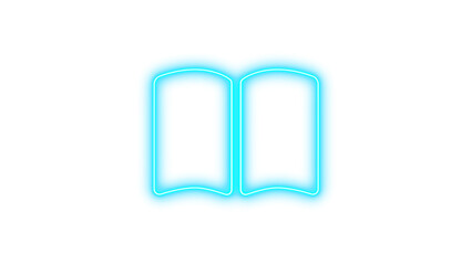 Neon book open icon glow with transparent background